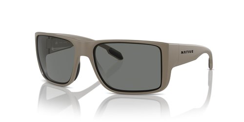 Native Eyewear Men's Badlands Rectangular Sunglasses, Matte Desert Tan/Grey Polarized, 58 mm