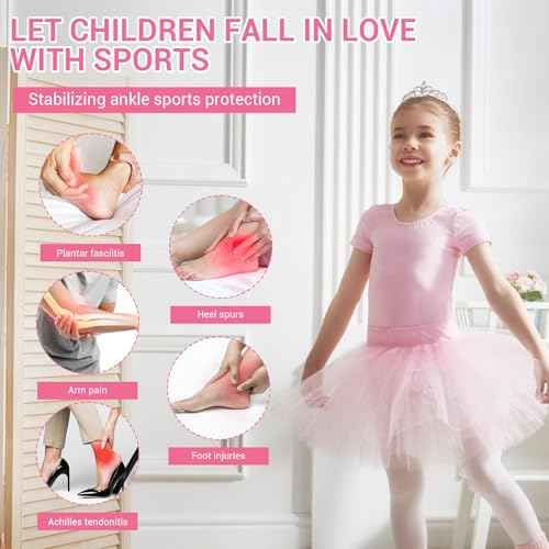 2 Pairs Kids Ankle Brace Set, Ankle Support Brace Knitted Ankle Sleeve Adjustable Wrap Support Ankle Sleeve for Sports Gymnastics Dance (Black, Small)