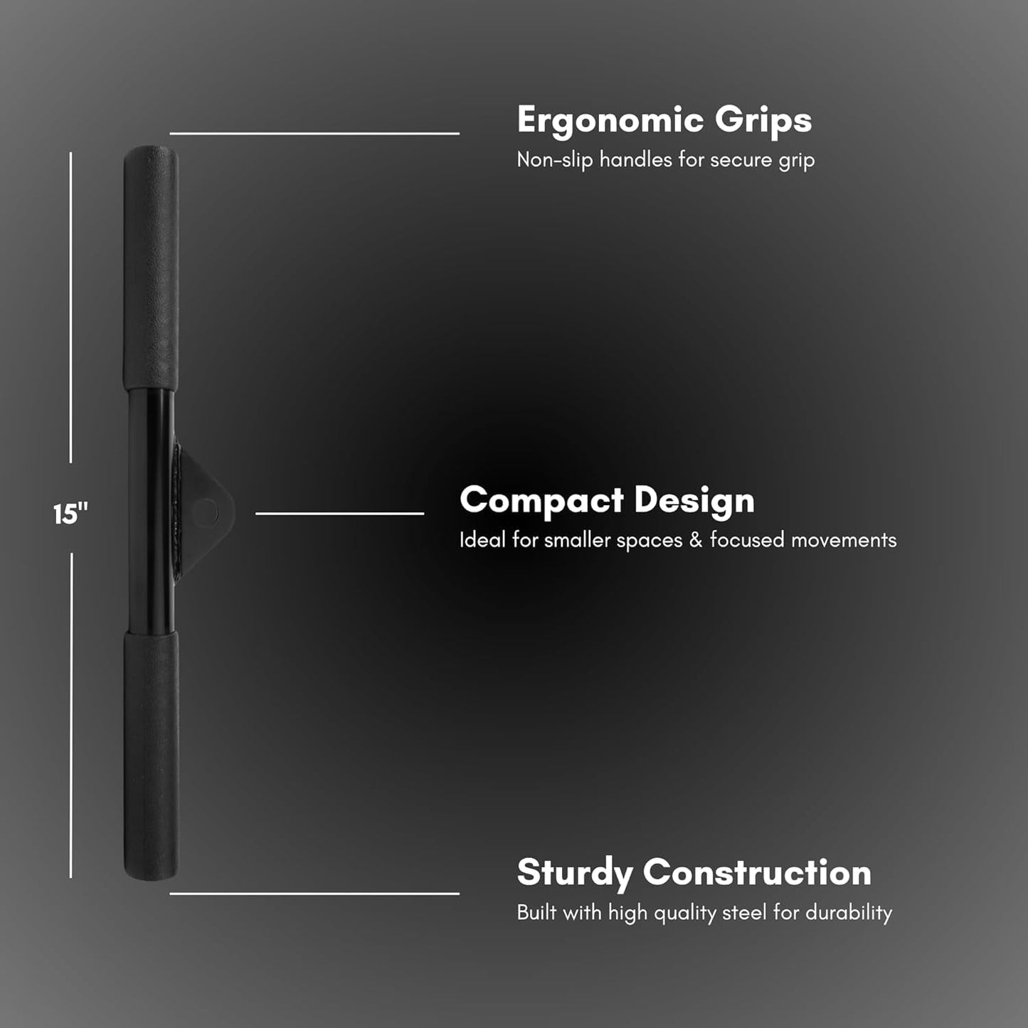 EVMT 15-Inch LAT Pulldown Attachments for Home Gym – LAT Pull Down Bar, Cable Machine Accessories for Tricep Bar, Bicep, Back Training, Full Rotation, Heavy-Duty Strength Workout Equipment