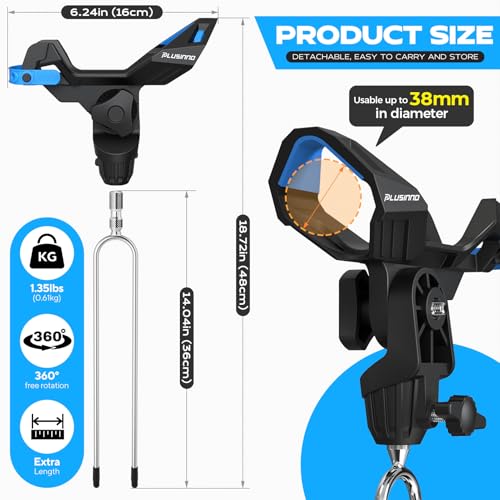 Ground Fishing Rod Holder 2 Pack - 360° Adjustable, Portable, Durable