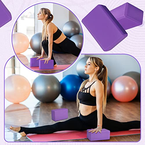 Purple EVA Yoga Blocks Set of 6 Non Slip Pilates Bricks - Supportive & Durable