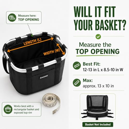 ANZOME Dog Bike Basket Cover Mesh Pet Carrier for 12-13 in Rectangular Baskets - Black