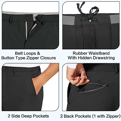 Men's Slim Fit Golf Joggers Pants with Belt Loops - 29 Inch Inseam, Black, Medium