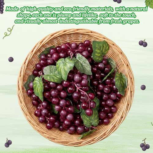 Artificial Grape Set - Classic Style, Purple, 36 Pcs with Realistic Clusters