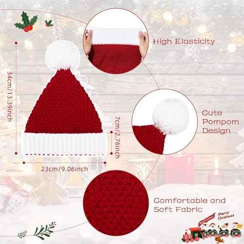 Century Star Christmas Hats for Women Santa Hat Adult Unisex Classic Knitted Warm Beanie for New Year Holiday Party Hats