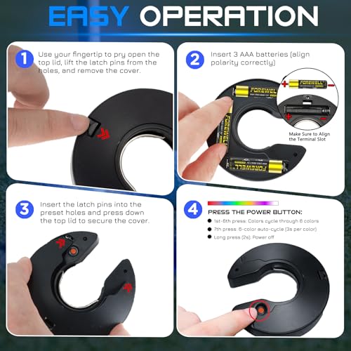 KINGTOP Battery-Operated RGB LED Golf Hole Lights C-Shape 6 Pack - Night Golf