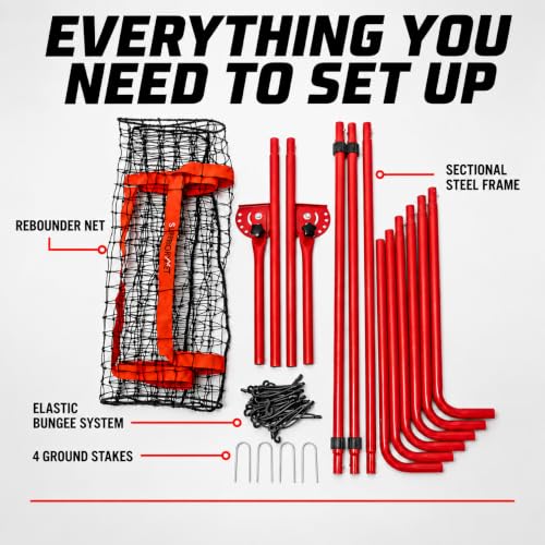 6 x 4 FT Baseball Rebounder Net with Strike Zone, Adjustable Pitch Back for Practice