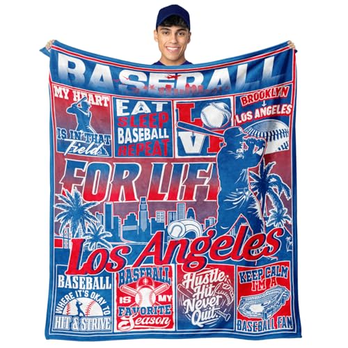 Fans Gift for Los Angeles, Baseball Throws 60"x50", Baseball Gifts for Men Women, Baseball Flannel Throws, Blanket Throws for Birthday Ideas