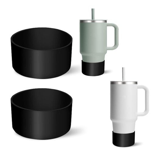 WSGALARY 2 PCS Protective Silicone Boot for Hydro Flask Tumbler 40oz 32oz 24oz, Anti-Slip Water Bottle Accessories Bottom Boot Sleeve Cover for Hydro Flask Travel Tumbler [Black+Black]