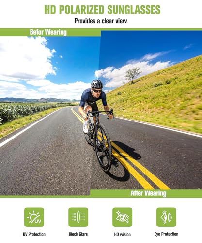 Polarized Sports Sunglasses for Men UV400 for Cycling Running Fishing