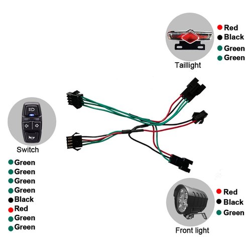 XBERSTAR 3 in 1 Bicycle Lithium-ion Conversion Accessories ebike ebike Light kit Headlight Tail Light Horn DK336 E-Bike Light Sets LCD Display (Light Sets)