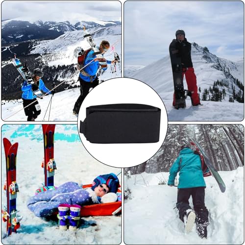 6 PCS Ski Fastener Straps Adjustable, Ski Straps, Ski Straps for Carrying, Ski Bands Tapes with Protector Pads Adjustable, Ski Fastener Straps for Ski Boards Poles Winter Sports Accessories Black