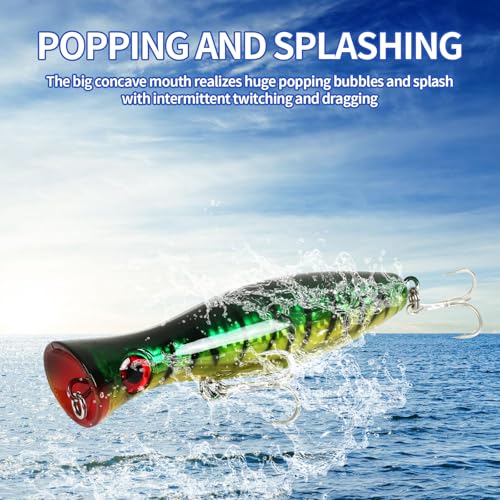 4pcs Multicolor Large Top Water Popper Lures for Saltwater Fishing - Tuna & GT