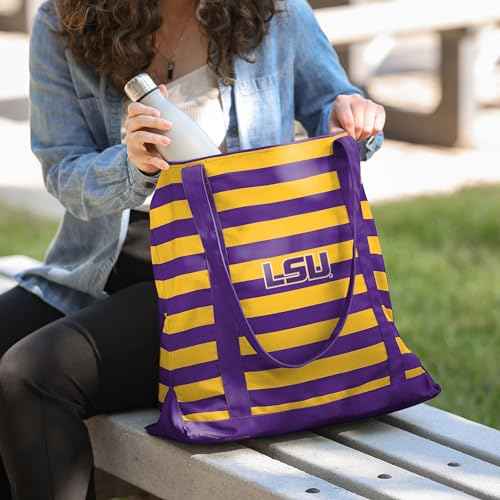 FOCO NCAA College Team Logo Stripe Canvas Tote Bag