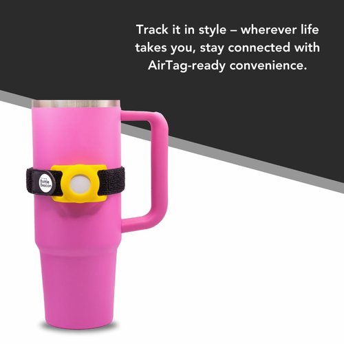 Bottle Beacon® Tracker Strap – Fits Stanley, Hydro Flask, Yeti & Nalgene | Durable Velcro Holder (Yellow)