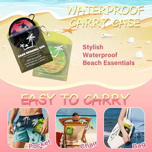 Sand Remover Bag for Beach, Sand Eraser Brush Wipe Mitt for Family Kids Women,Talc-Free & Reusable Beach Essentials Natural Ingredients, Vacation Must Haves Accessories for Summer Trip