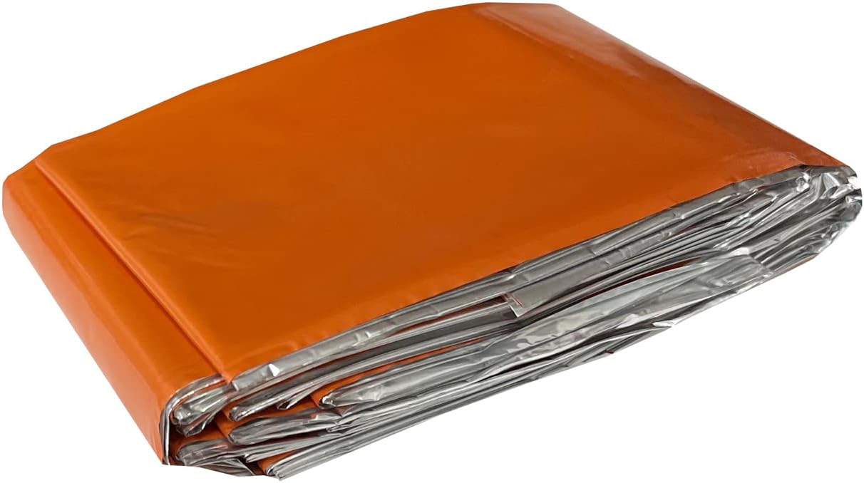 Rescue Essentials Hypothermia Wrap Blanket, Oversized 60" x 96", Mylar/Lightweight Polyethylene Fabric (Orange)