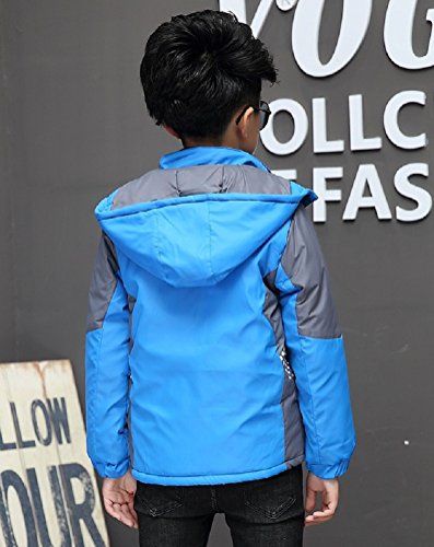 Vinmin Boys Winter Fleece Lined Hooded Jacket - Blue, 8 Years