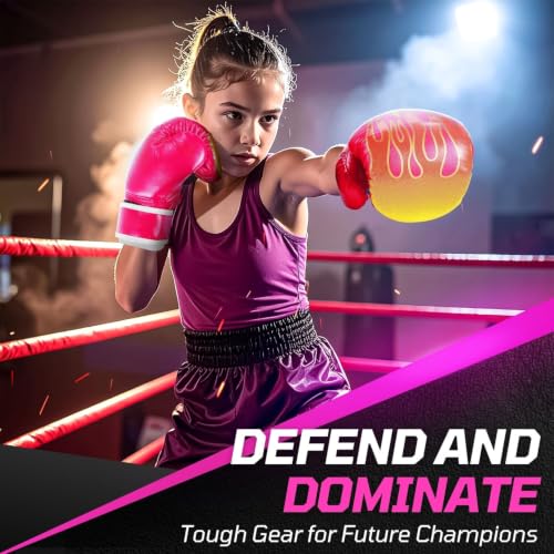 Kids Boxing Gloves 4oz Pink Blaze - Training Punch Mitts for Ages 3-8