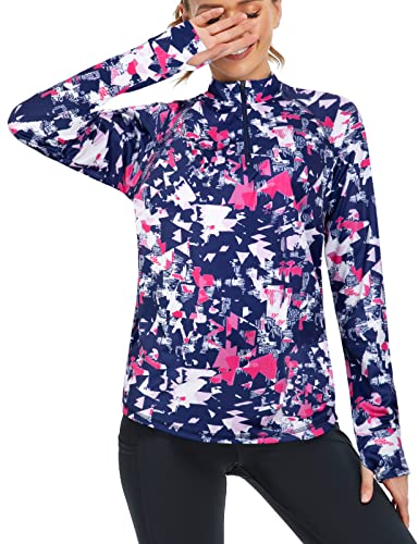 Pink Medium Womens V Neck Golf Polo Shirt Moisture Wicking Workout Top - A-geometry