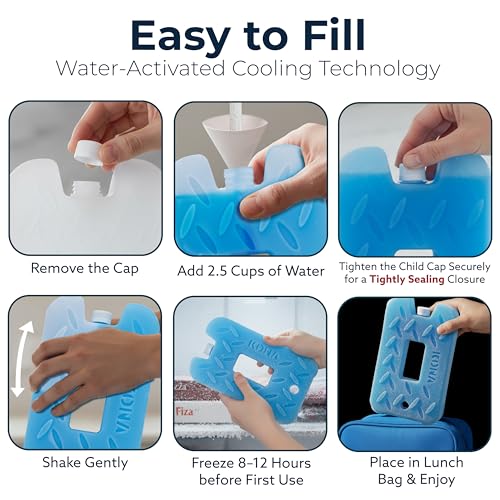 Kona Blue Ice Packs for Lunch Box - 2 lb Reusable Freezer Ice Pack Set of 4