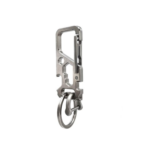 Titanium Carabiner Clip for Keys,Multifunctional EDC Keychain with Keyring,Backpack Accessory,Cool Gadget for Daily Use (04 Grey-Dring)