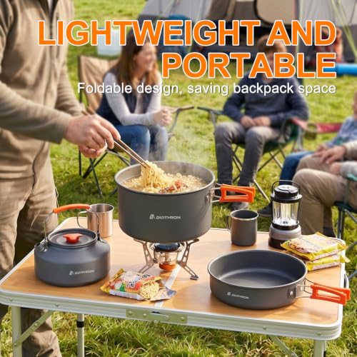 18-Piece Camping Cookware Set with Aluminum Pots and Utensils