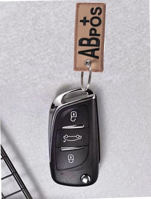 Cuiopbio Embroidered Blood Type Keychain - Sleek and Stylish Design (AB+)