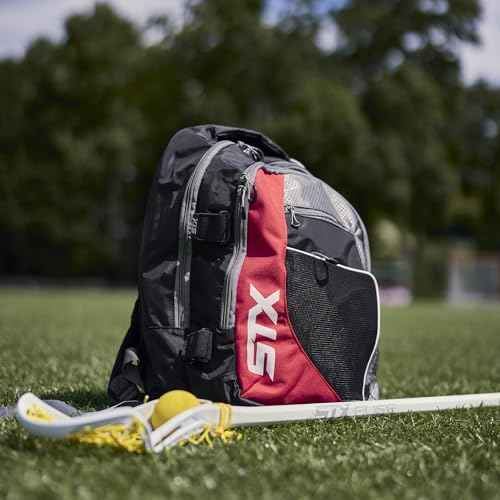 STX Lacrosse Sidewinder Lacrosse Backpack, Black/Red