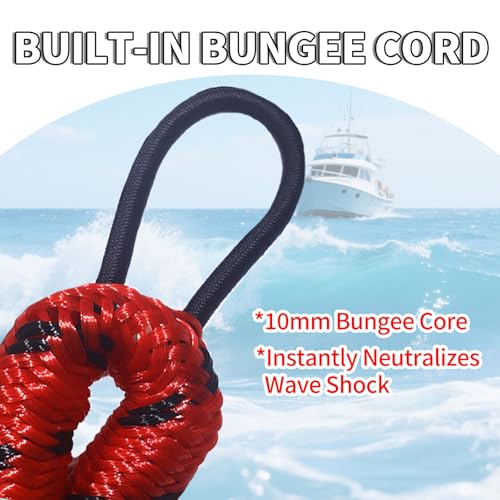 Bungee Dock Lines 4ft for Boat Docking - Red & Black / 2 Pack