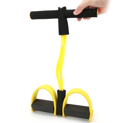 Multifunctional Tension Rope, Resistance Band with Foot Pedal, 2 Tubes Elastic Yoga Pedal Puller Resistance Band for for Abdomen/Waist/Arm/Leg Stretching Slimming Training