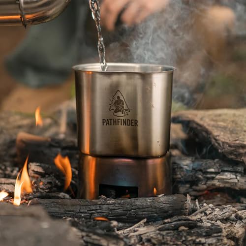 Stainless Steel Canteen Cooking Set with Handle - 3-Piece Backpacking & Camping Kit
