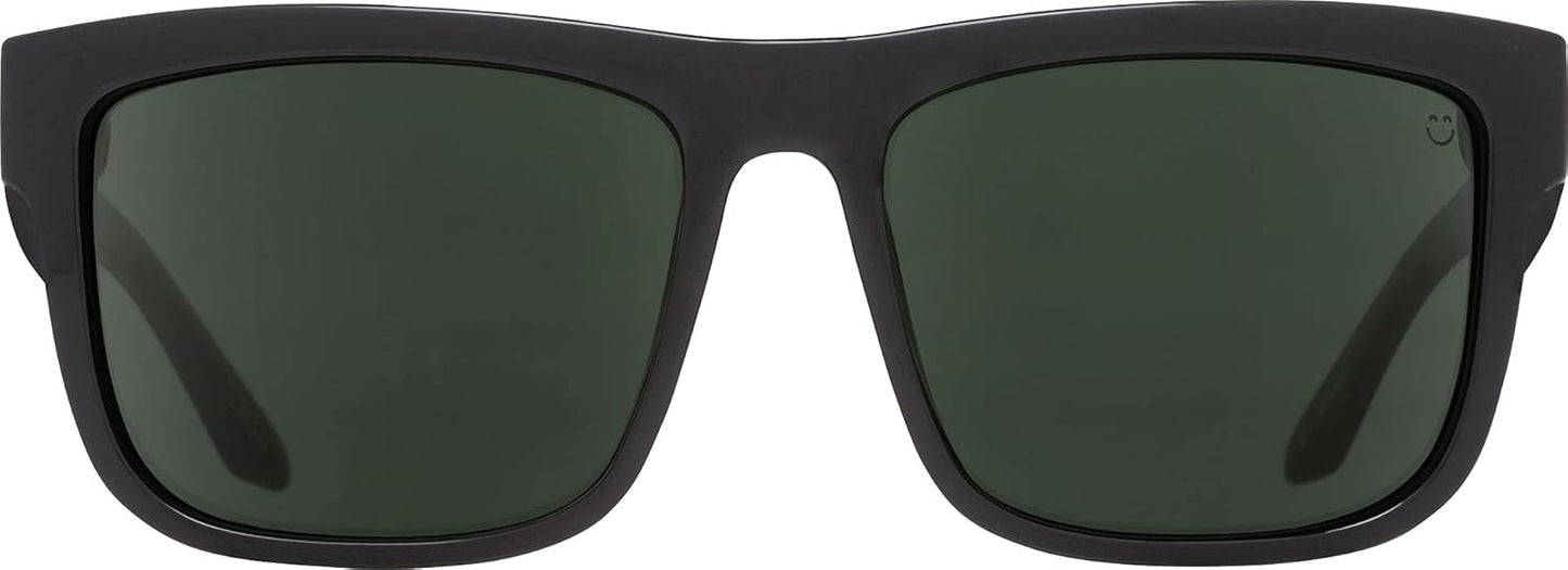Spy Optic Discord Square Sunglasses for unisex-adult, Black/Happy Gray/Green, 57 mm