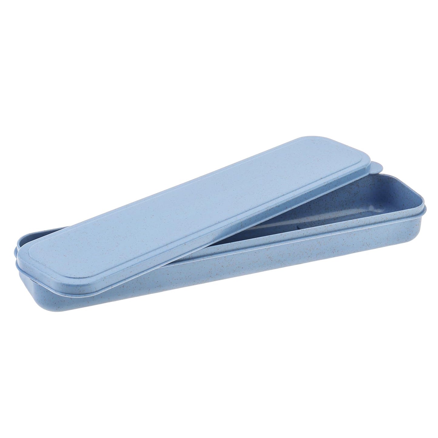 OriGlam 1pcs Reusable Utensils Wheat Straw Travel Cutlery Box, Portable Tableware Flatware Box for Picnic Camping (Blue)