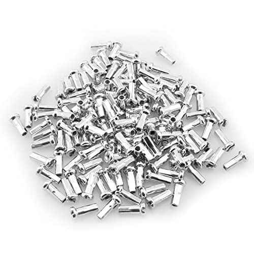 TAODAN Bike Spoke Nipple 100PCS Silver Bicycle Spoke Caps for 14G / 2mm Dia Mountain Road Bike, 12mm Long Cycling End Tip, Wheel Spoke Nipple