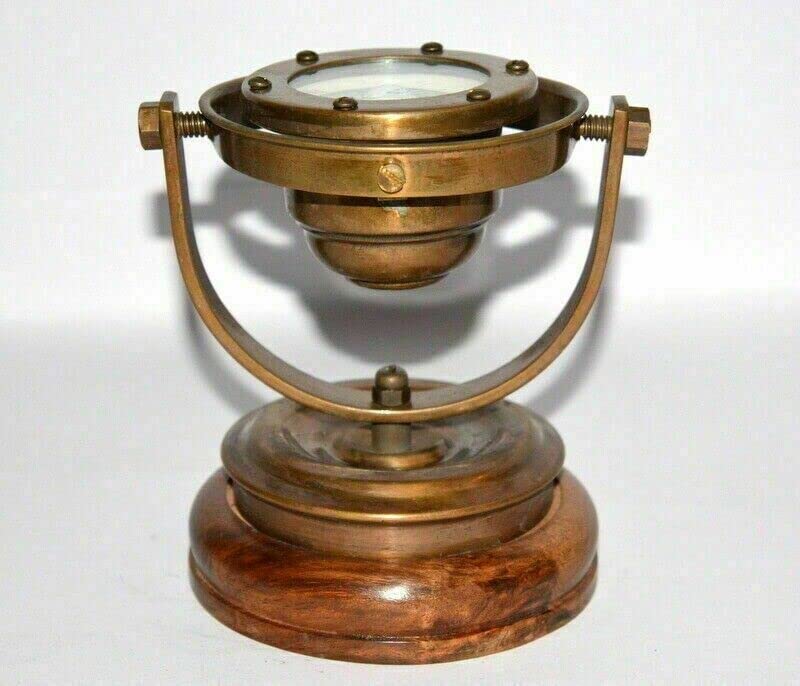 Antique Brass Nautical Gimbal Compass Vintage Ship's Binnacle gimballed Compass