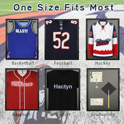 Jersey Frame Display Case - Black Linen Shadow Box for All Sports Jerseys - Standard Pack