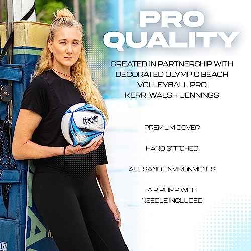 Franklin Sports Pro Beach Volleyball Ball - Kerri Walsh Jennings 9000 Beach Game Sand + Outdoor Volleyball - Competition Ball for Sand + Outdoor Courts - Hand Sewn Synthetic Leather