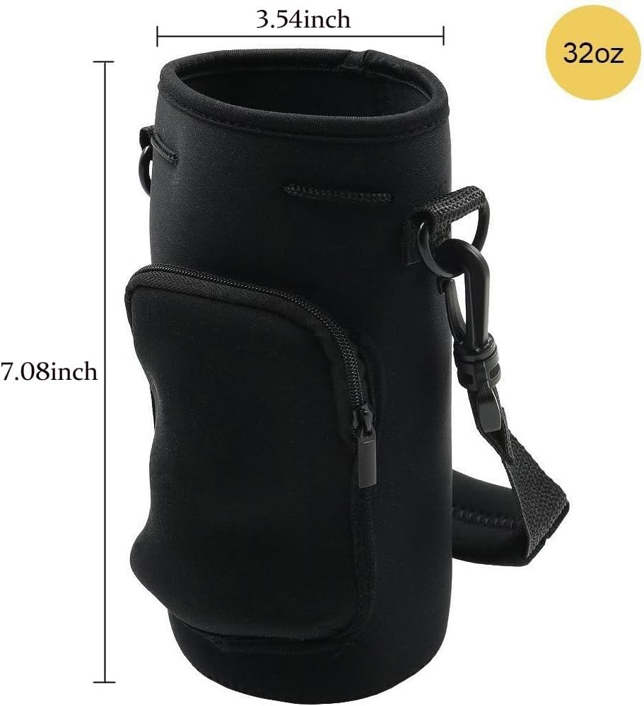 Wanty Neoprene 20 Oz Insulated Water Drink Bottle Cooler Pocket Carrier Sleeves Tote Bag with Adjustable Straps for Climbing Cycling and Running Outdoor Activities (20 Oz)
