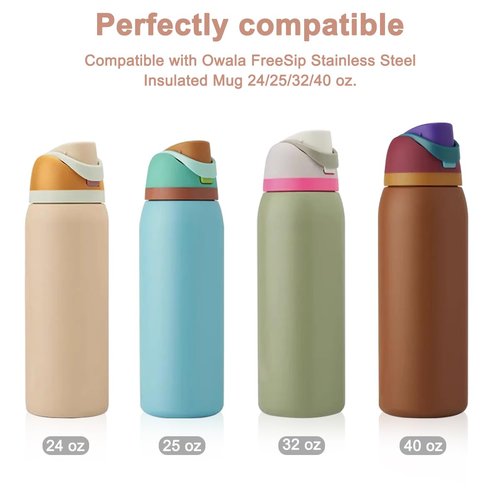 AYWFEY 6 Pcs Water Bottle Gasket Replacement for Owala FreeSip, with Cleaning Brush and Tweezers, Silicone Lid Seal O Ring Replacement Part Accessories Compatible with Owala Stainless Steel Cup, Gray