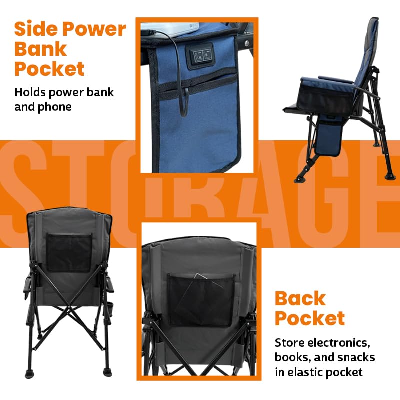 ExtremeHEAT Heated Camping Chair | Water-Resistant Heated Outdoor Chair with 3 Heat Settings | Folding Heated Chair for Outdoor Sports, Camping, and More | Battery Not Included