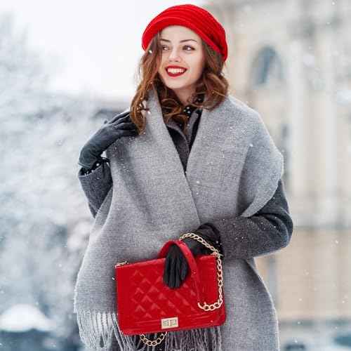 Century Star Women Satin Lined Winter Knit Hat with Visor Newsboy Cap Slouchy Beanie Cap Warm Winter Hat