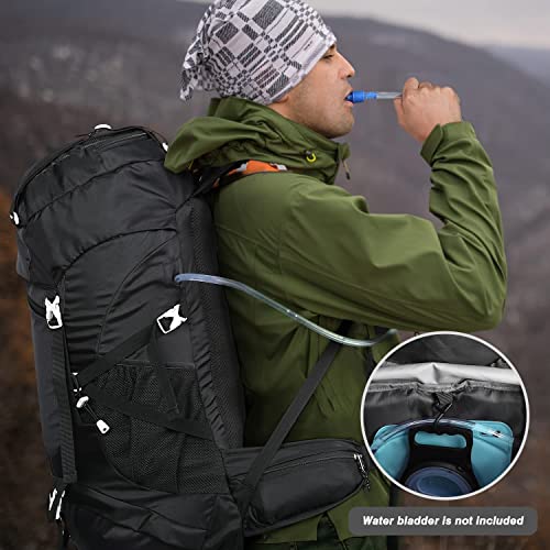 HOMIEE 50L Waterproof Hiking Backpack Travel Rucksack - Black