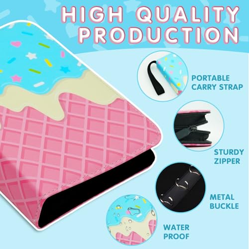 Cute Ice Cream Cake Card Binder Blue - 400 Pocket Card Album for Collectible & Trading Cards