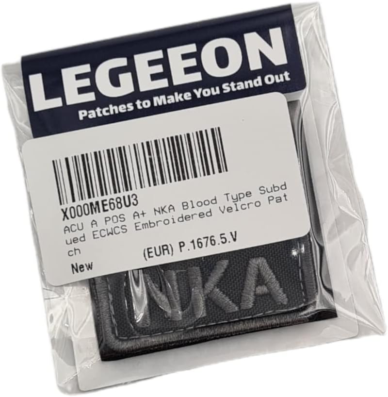 ACU A POS A+ NKA Blood Type Subdued ECWCS Embroidered Touch Fastener Patch