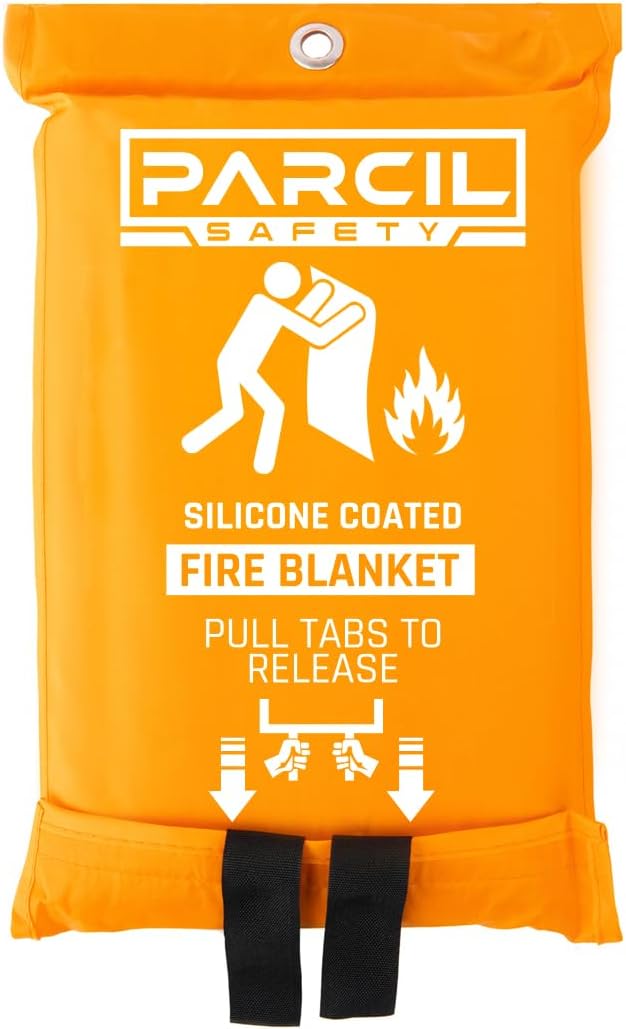 Parcil Safety PD-452 Emergency Fire Blanket (Pack of 2) Car Emergency Kit Fire Extinguisher for Home & Kitchen, Woven Fiberglass Household Essentials, Chemical Free, No Mess, Large