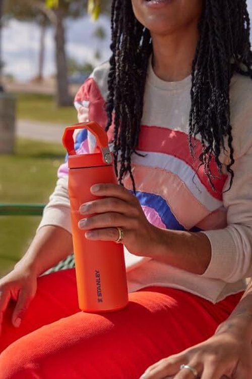 Stanley IceFlow Flip Straw 2.0 Water Bottle 36 OZ | Built-In Straw with Larger Opening | Lightweight & Leak-Resistant | Insulated Stainless Steel | BPA-Free | Ash