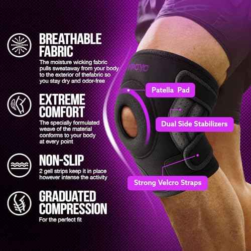 APOYO Knee Brace for Women & Men - Knee Compression Sleeve For Knee Pain Relief, Meniscus Tear, ACL, Arthritis, Joint Pain Relief, with Patella Gel Pad & Side Stabilizers (Large) Purple