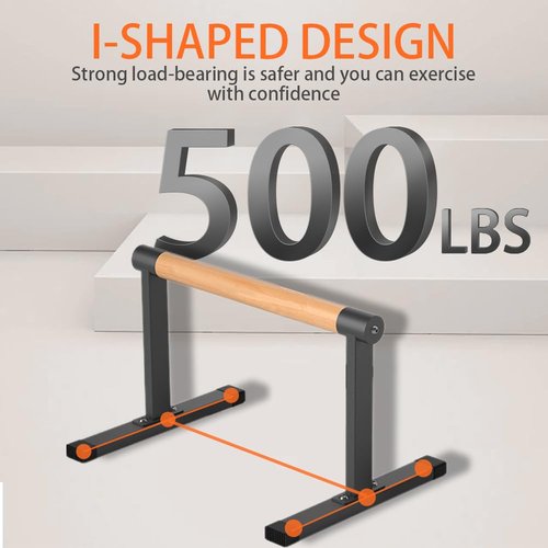 Wooden Parallel Bar and Dip Bar with Thick Beech Handles, Push-up Bar, Rock-Free Fitness Equipment for Handstand, L-Sit, Gymnastics, Strength Training Home Gym,500lbs