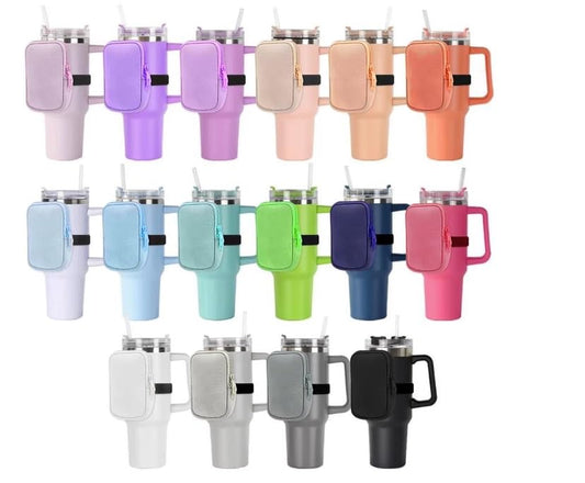 Water Bottle Bag Gym Accessories for Women Pouch Stanley Cup Organizer Compatible with 40oz Tumbler (Cow)